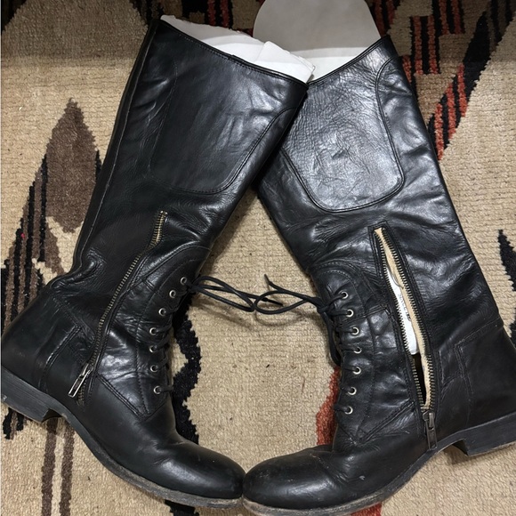 Frye Black Leather Lace Up Boots 8.5 - Picture 6 of 8